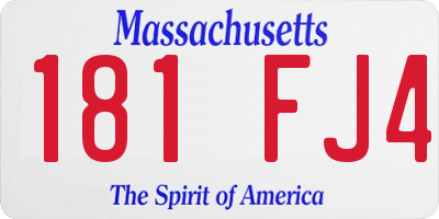 MA license plate 181FJ4