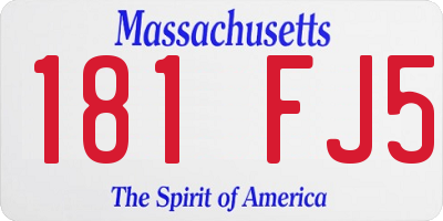 MA license plate 181FJ5