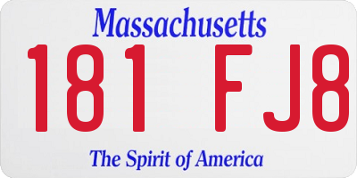 MA license plate 181FJ8