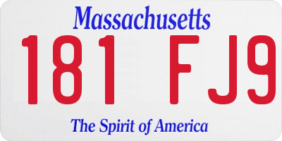 MA license plate 181FJ9