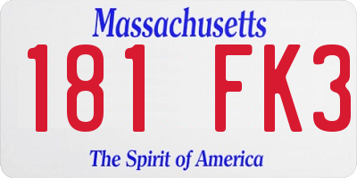 MA license plate 181FK3