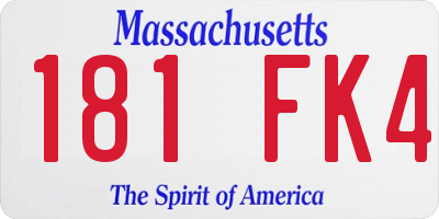 MA license plate 181FK4
