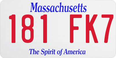 MA license plate 181FK7