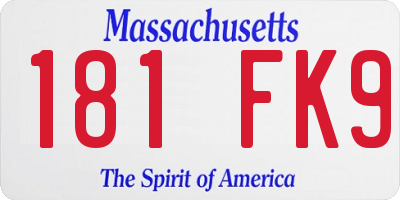 MA license plate 181FK9