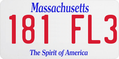 MA license plate 181FL3