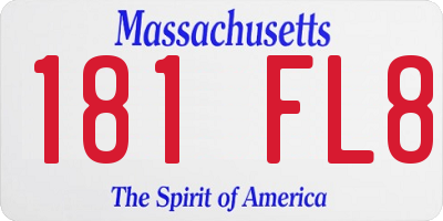 MA license plate 181FL8