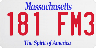MA license plate 181FM3