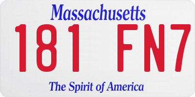 MA license plate 181FN7