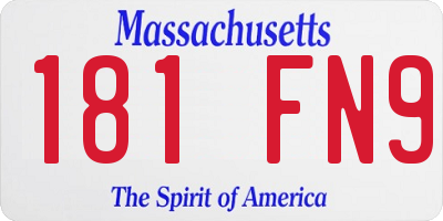 MA license plate 181FN9
