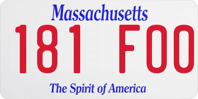 MA license plate 181FO0