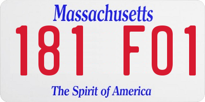 MA license plate 181FO1