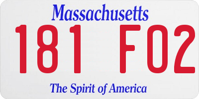 MA license plate 181FO2