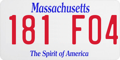 MA license plate 181FO4
