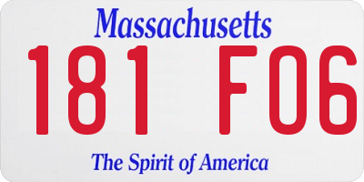 MA license plate 181FO6