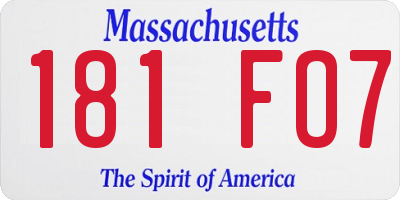 MA license plate 181FO7