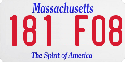 MA license plate 181FO8