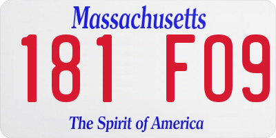 MA license plate 181FO9