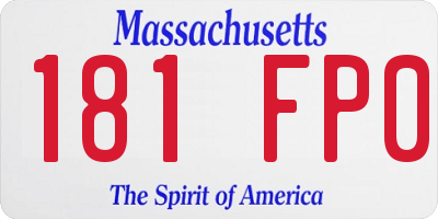 MA license plate 181FP0