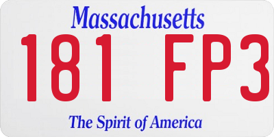 MA license plate 181FP3