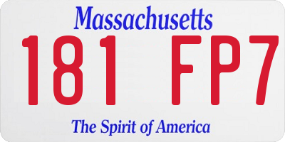 MA license plate 181FP7