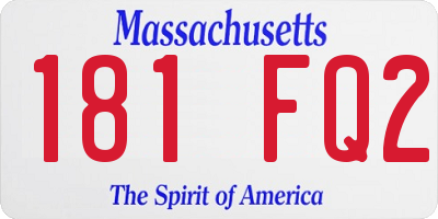 MA license plate 181FQ2