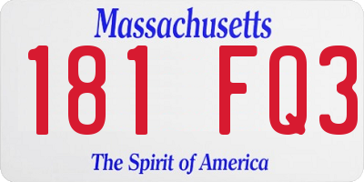 MA license plate 181FQ3