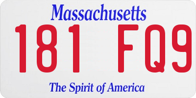 MA license plate 181FQ9