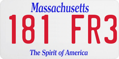 MA license plate 181FR3