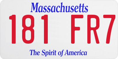 MA license plate 181FR7