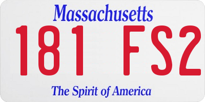 MA license plate 181FS2