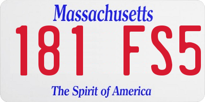 MA license plate 181FS5