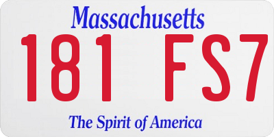 MA license plate 181FS7