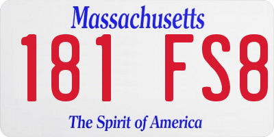 MA license plate 181FS8