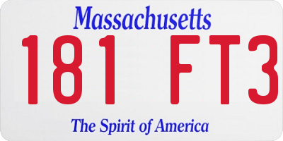 MA license plate 181FT3