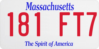 MA license plate 181FT7
