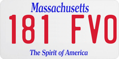 MA license plate 181FV0