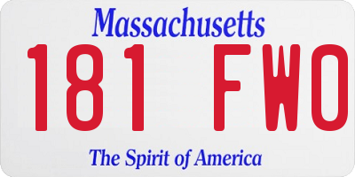 MA license plate 181FW0