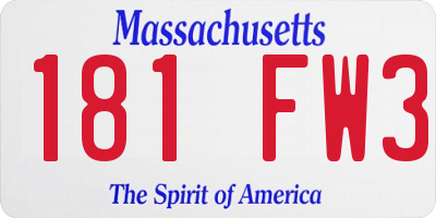 MA license plate 181FW3