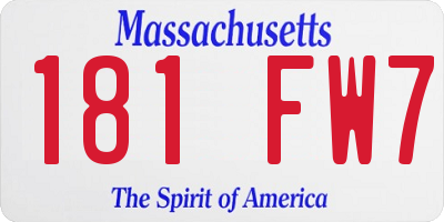 MA license plate 181FW7
