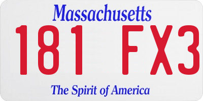 MA license plate 181FX3