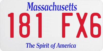 MA license plate 181FX6