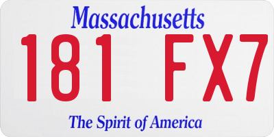 MA license plate 181FX7