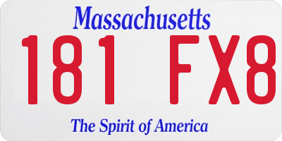 MA license plate 181FX8