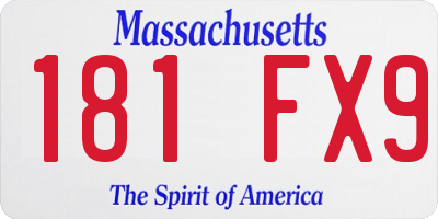 MA license plate 181FX9