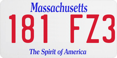MA license plate 181FZ3