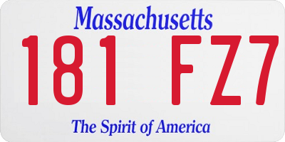 MA license plate 181FZ7