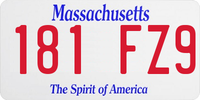 MA license plate 181FZ9