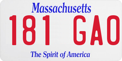 MA license plate 181GA0