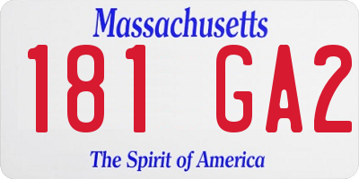 MA license plate 181GA2