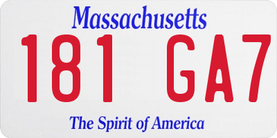 MA license plate 181GA7